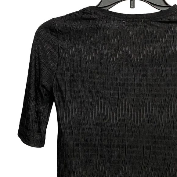NWT Zara Short Sleeve Crinkled Textured Shirt Top Size S Black Geometric Pattern - Picture 9 of 13